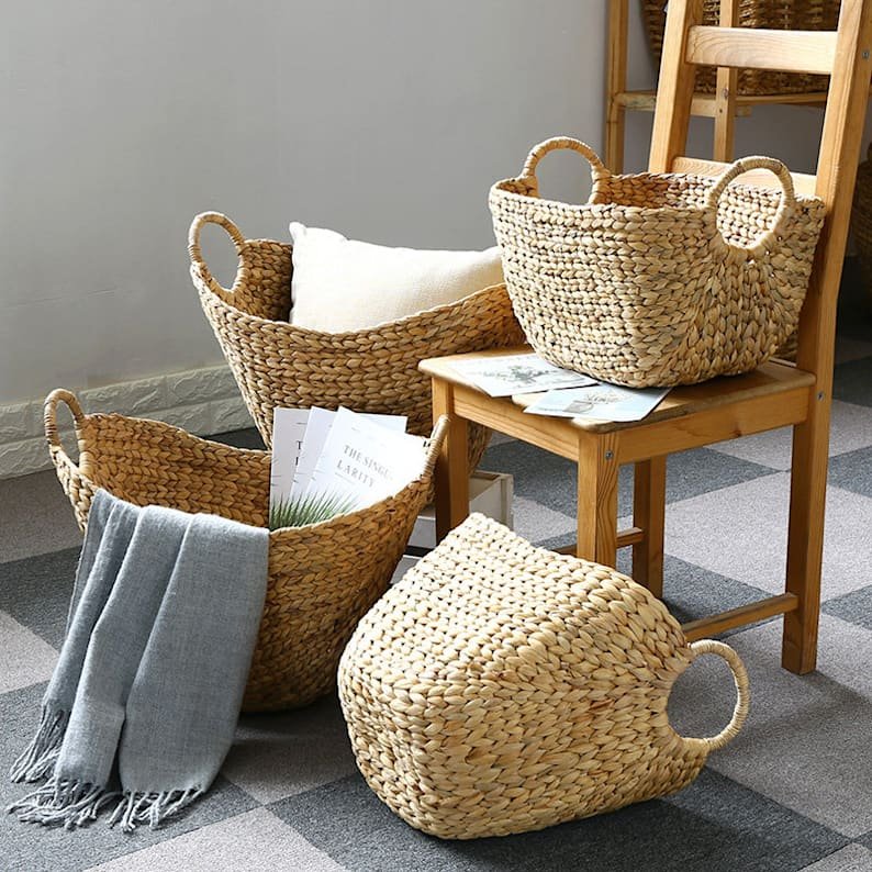[Lubi Home] - Giỏ đựng đồ đan lục bình hình thuyền xinh xắn