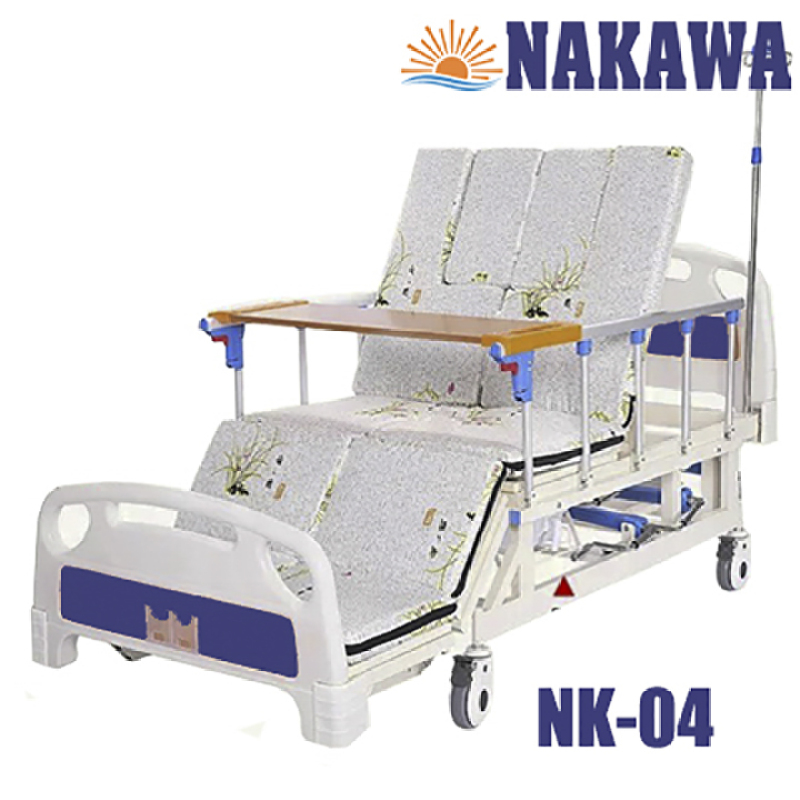 Giường bệnh nhân 4 tay quay đa chức năng NAKAWA NK-04.[Giá:11.500.000], giường y tế 4 tay quay đa năng, giường bệnh viện cao cấp, giuong benh nhan 4 tay quay, giuong y te, giuong benh vien, nursing bed nhập khẩu