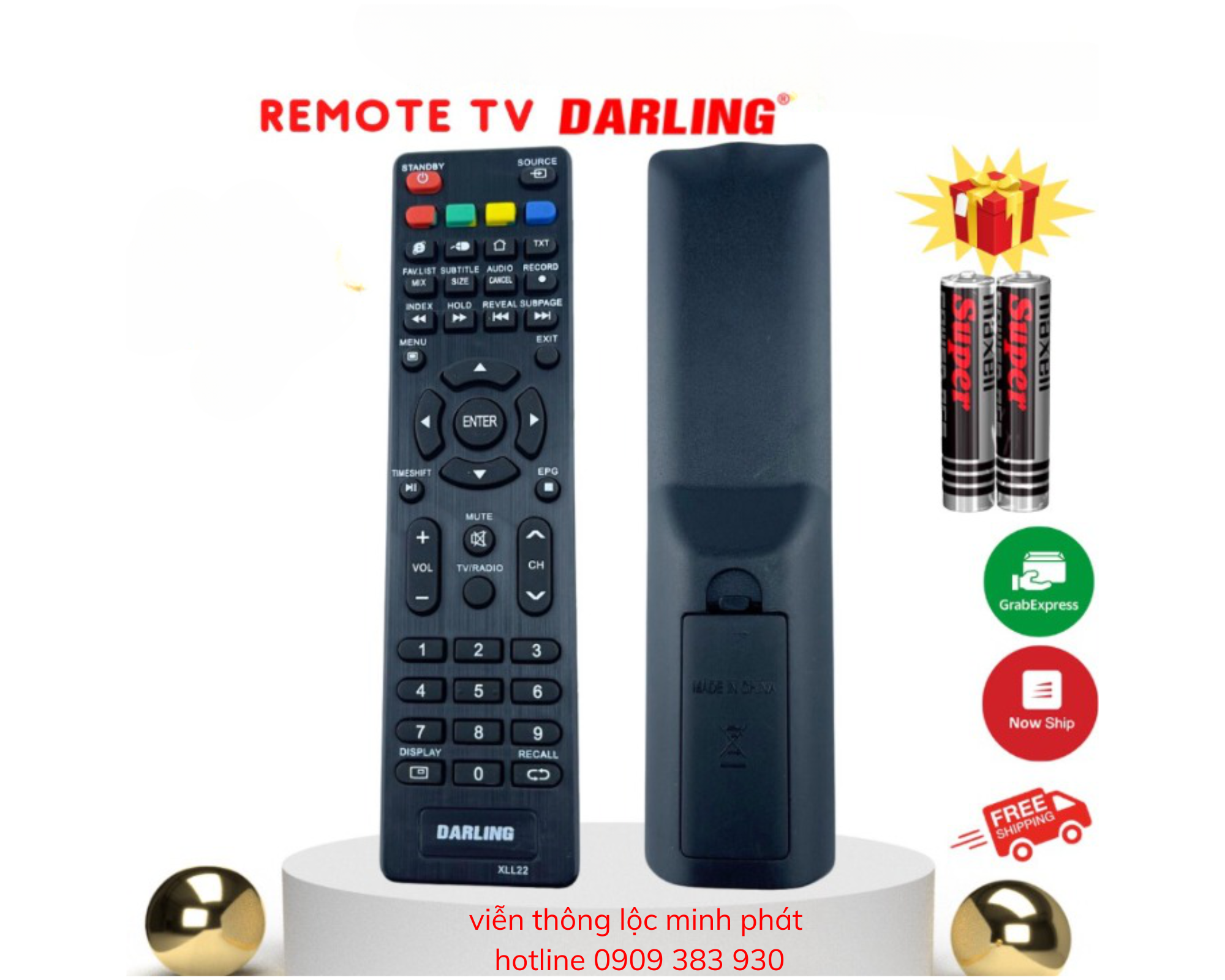 Remote điều khiển tivi darling, điều khiển tv darling các dòng tivi internet / tv led - tặng kèm pin