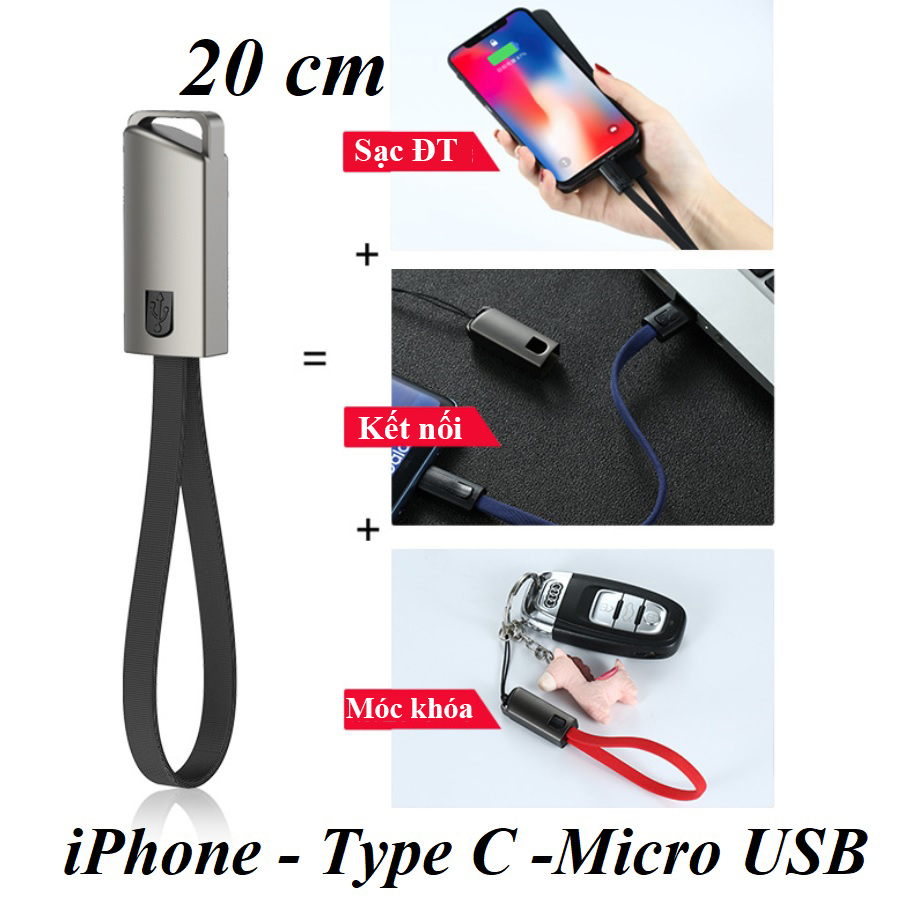 Cáp sạc iPhone Lightning – Type C – Micro USB loại ngắn 20 cm mẫu 2 DL TECH