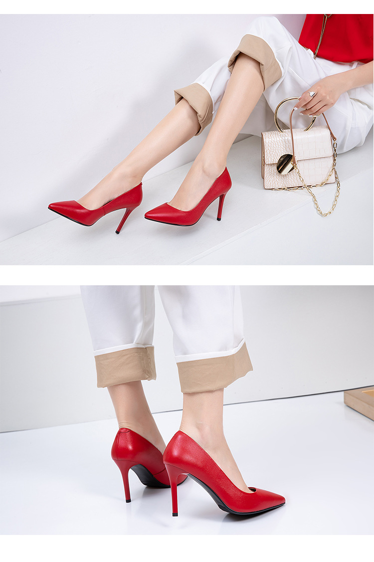 Giày cao gót DHC12 giày da trơn cao 7 cm