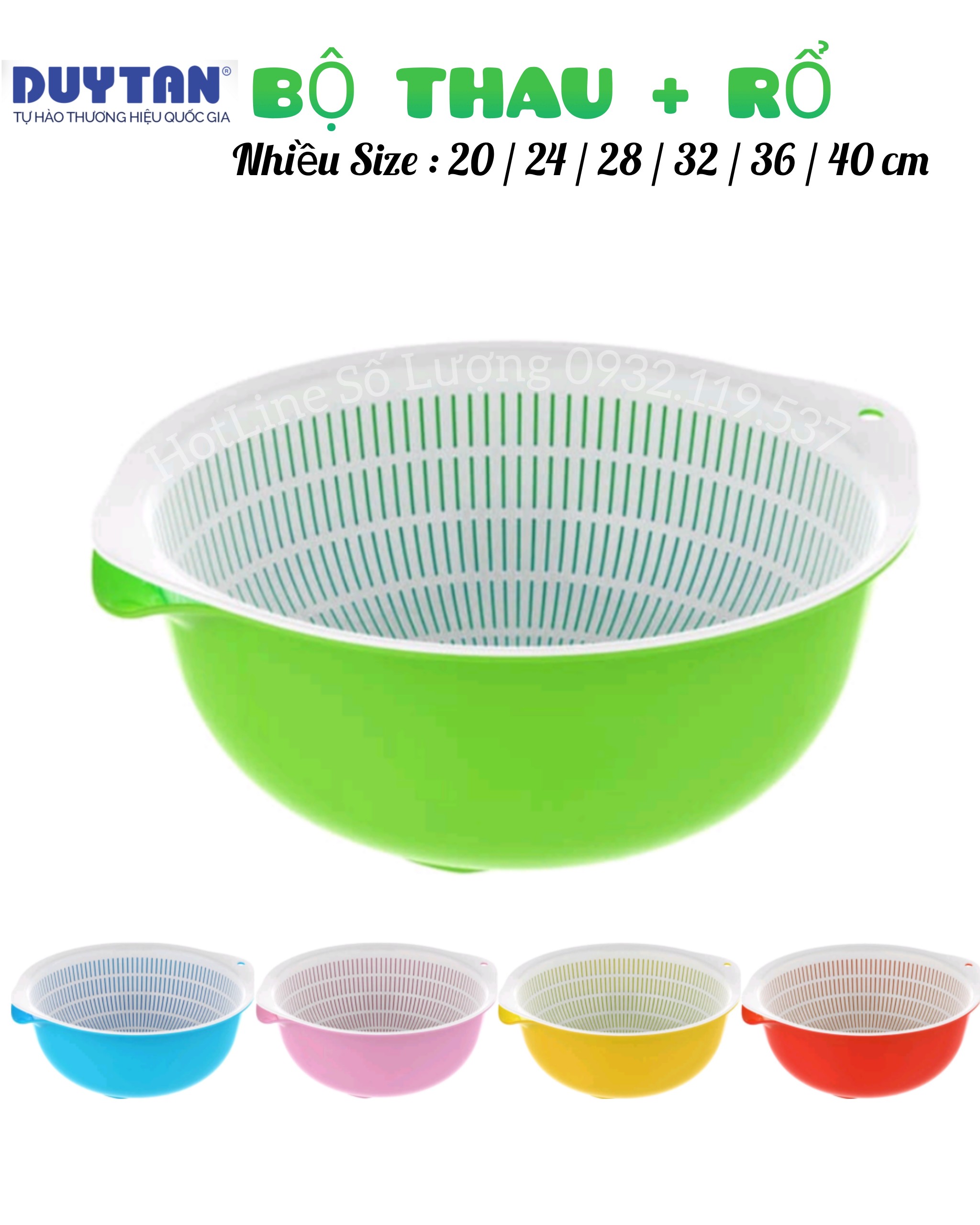 Bộ thau rổ nhựa duy tân nhiều size