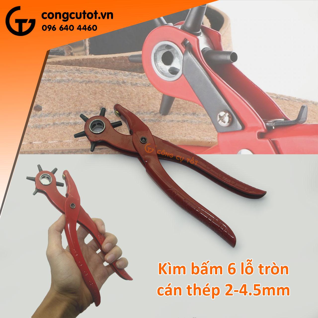 Kìm bấm lỗ dây da, dây nịt, đồng hồ 2-4.5mm