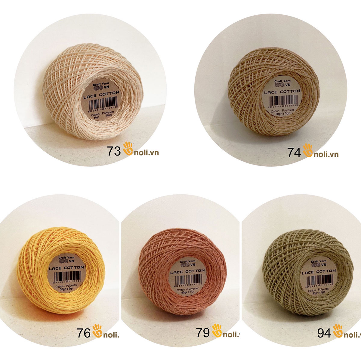 Sợi lace cotton Craft yarn VN móc váy áo mùa hè cực mát, nhiều cotton thấm hút mồ hôi, siêu nhẹ 50g xuất xứ Việt Nam