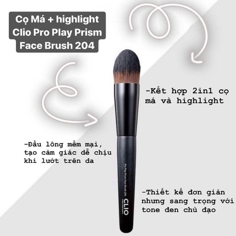 Cọ tán phấn má phấn phủ Clio 204 Pro Play Prism Face Brush lông mềm bám phấn Halomi