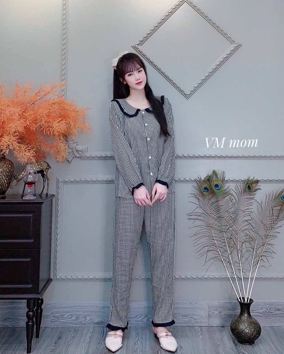 Bộ đồ bầu tiểu thư chất đũi mềm mát cho mẹ bầu