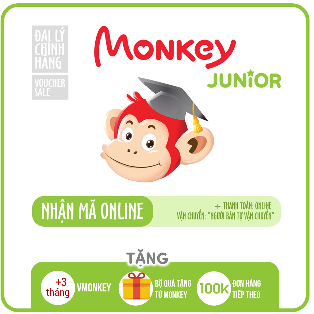 Monkey Junior - Toàn quốc E-voucher -Voucher Mã học phần mềm Tiếng Anh