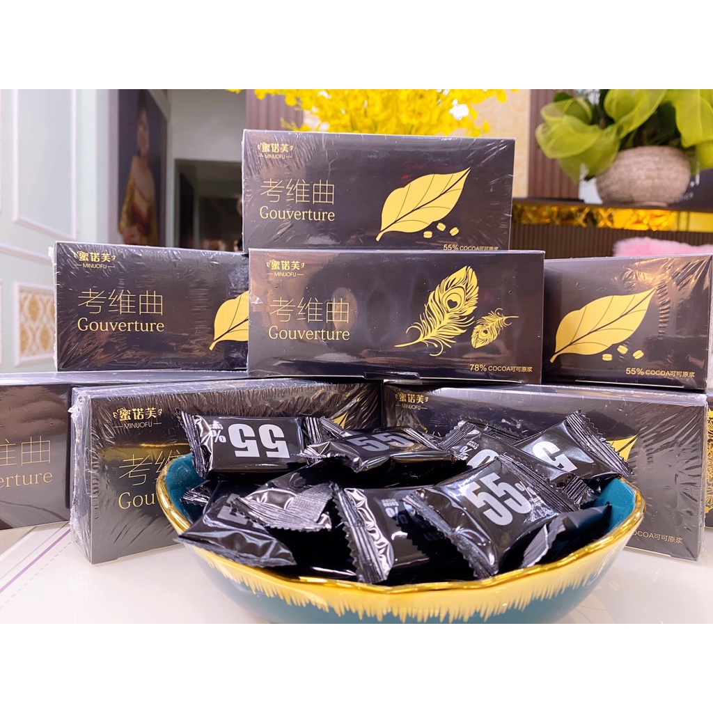 Socola Đen Đắng Nguyên Chất Không Đường 100% - Kẹo Sô Cô La Ca Cao Ăn Kiêng Giảm Cân Hộp 120g - Chocolate Valentine