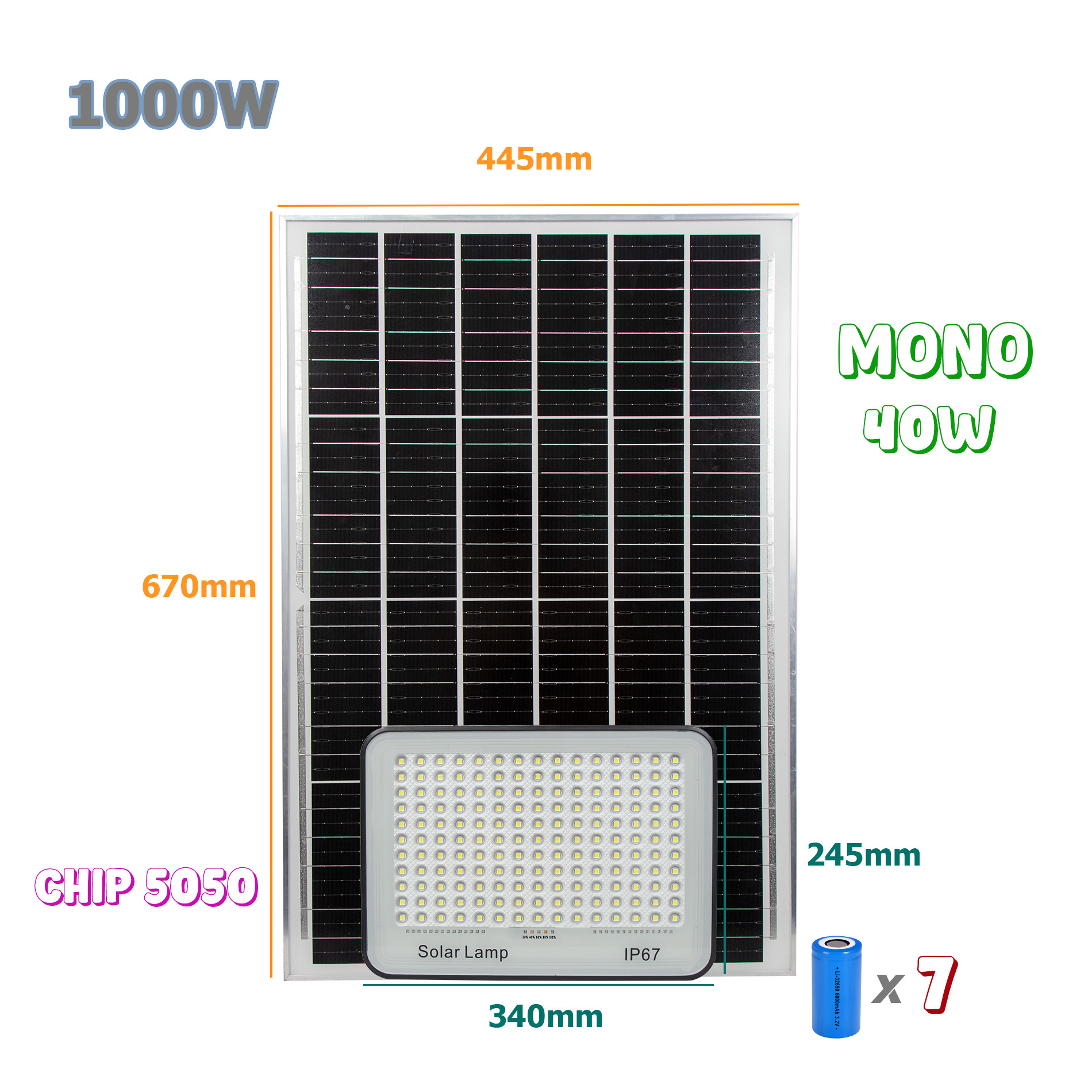 Đèn pha led Năng Lượng Mặt Trời 600w 800w 1000w