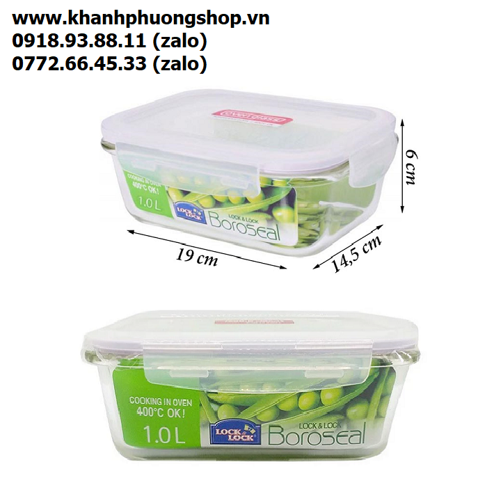 [HCM]Hộp thủy tinh chịu nhiệt Lock&Lock 1000ml