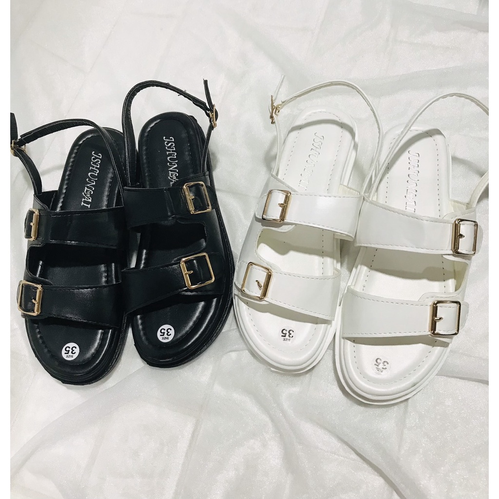 Sandal nữ 2 quai khoá vuông đế 3cm
