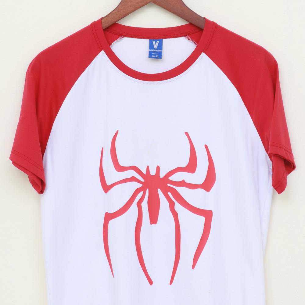 W_1 # T-shirt red raglan with Spider red print