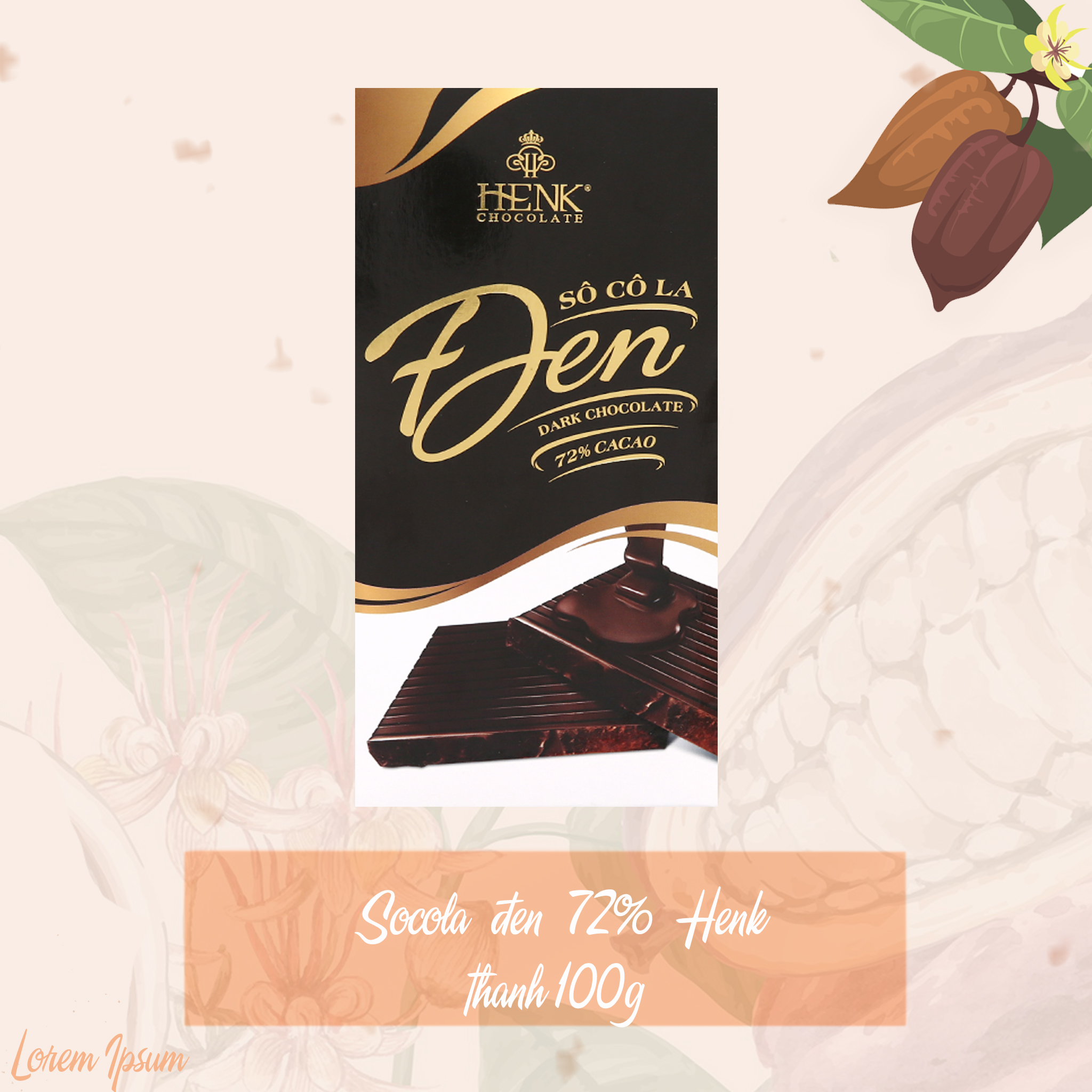 [HCM]Socola đen 72% thanh 100g