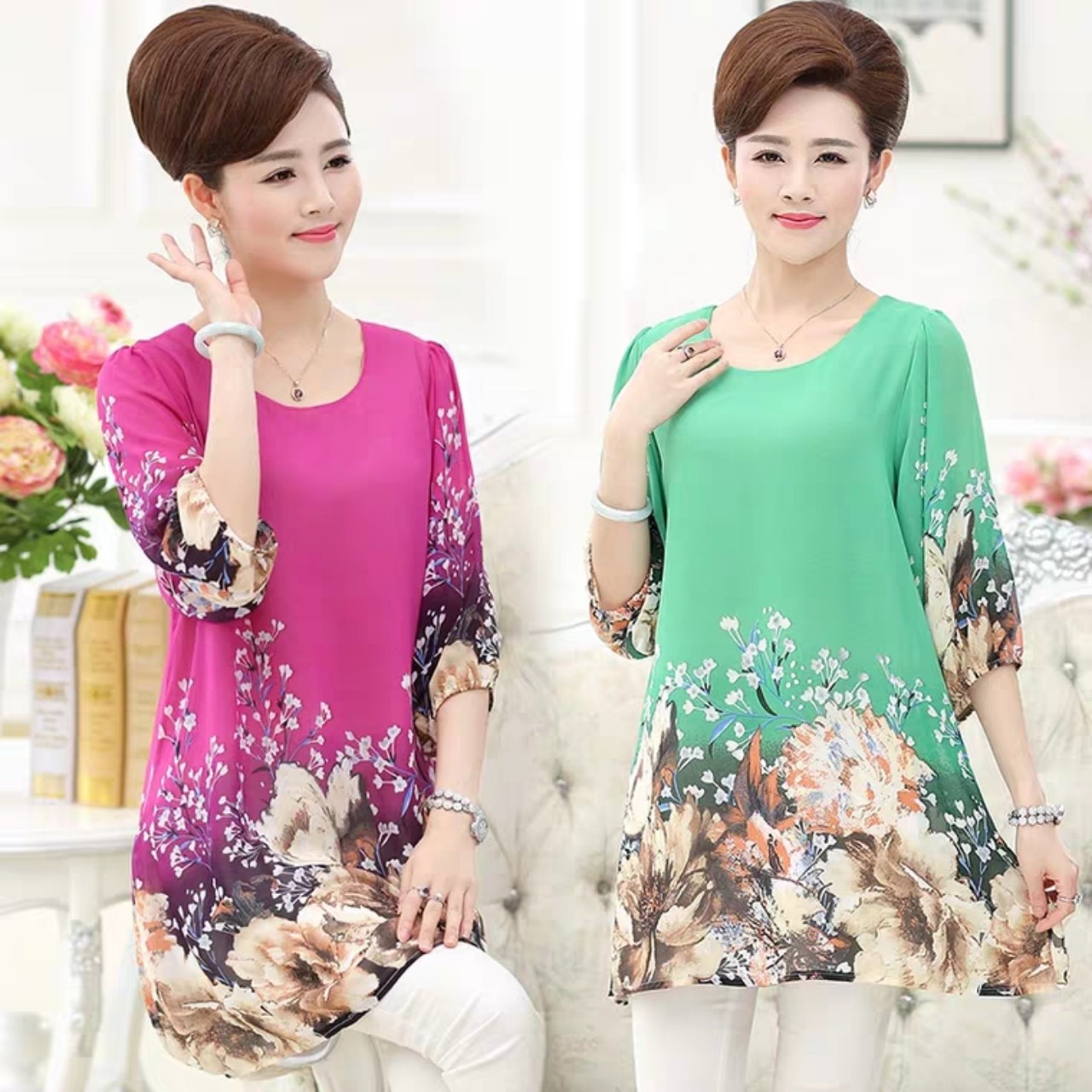 Áo voan hoa Quảng Châu big size