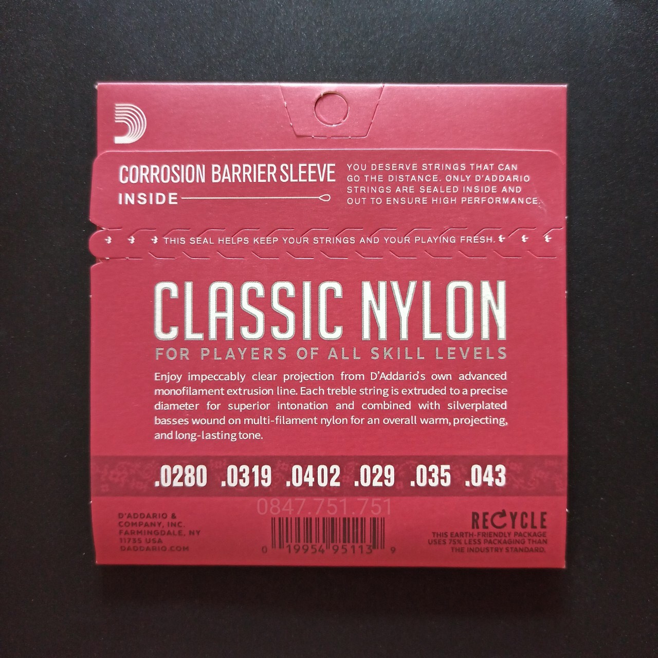 [HCM]Bộ 6 Dây Đàn Guitar Classic DAddario EJ27N