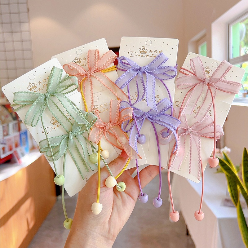 🌺 Set 2 Dây cột tóc đính nơ dễ thương cho bé gái