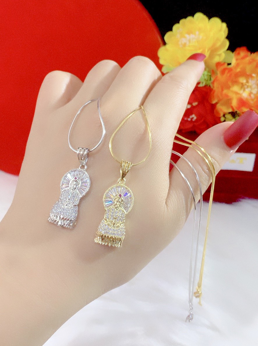 Dây chuyền nữ mặt mẹ quan âm mạ 18k cao cấp P4423