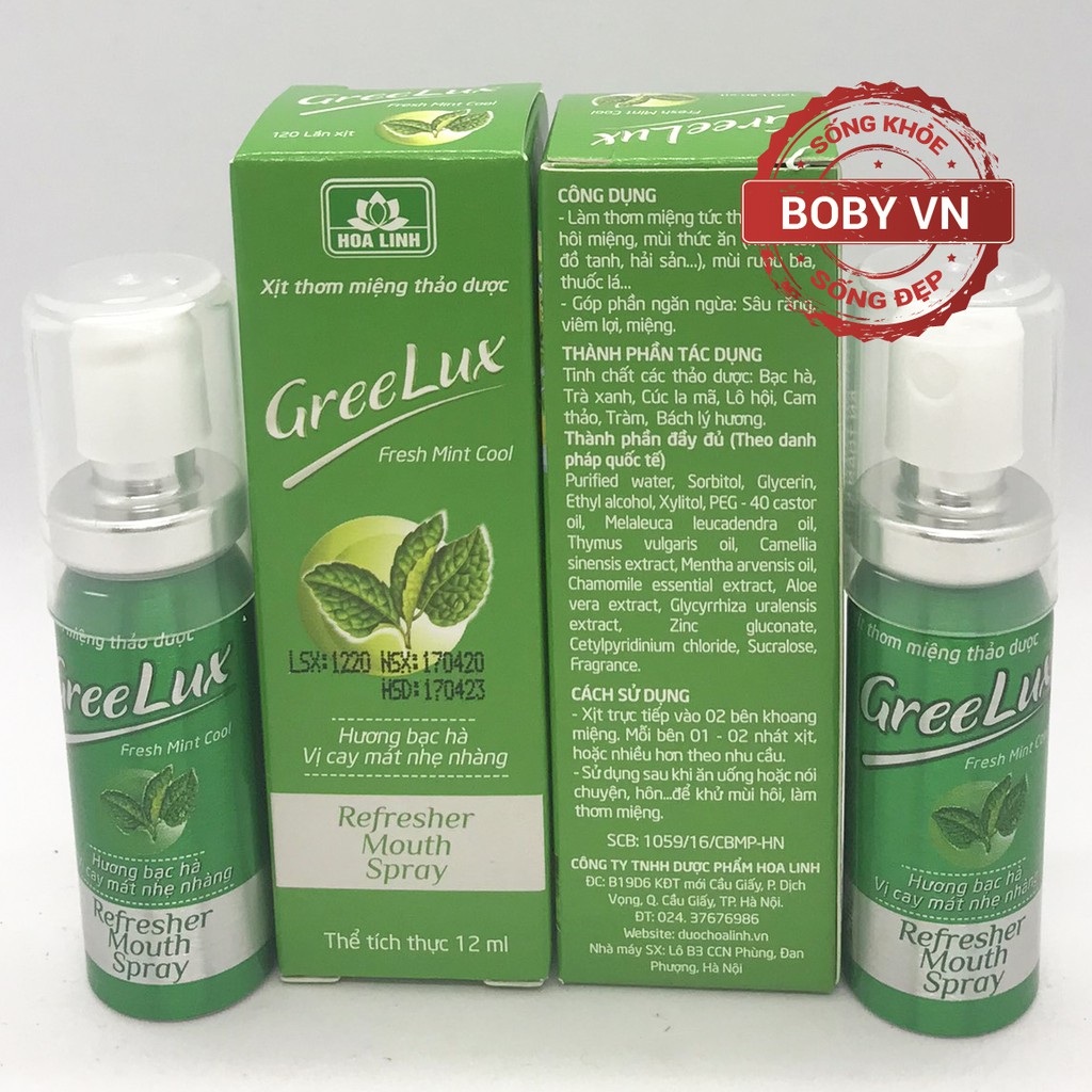 Xịt Thơm Miệng Greelux Xtra Cool Thảo Dược 12ml  | Xanh Dương