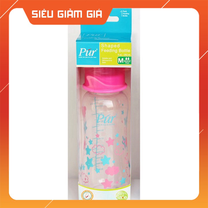 Bình sữa cổ thường thân thon có eo Pur 240ml