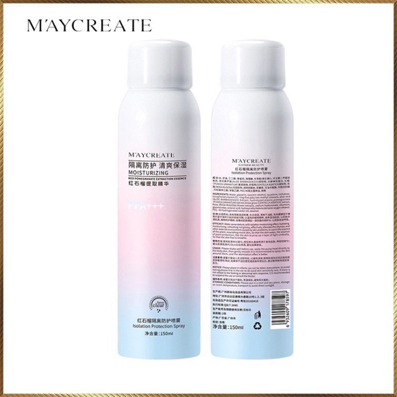 Xịt Chống Nắng Trắng Da M'ayCreate 150ml