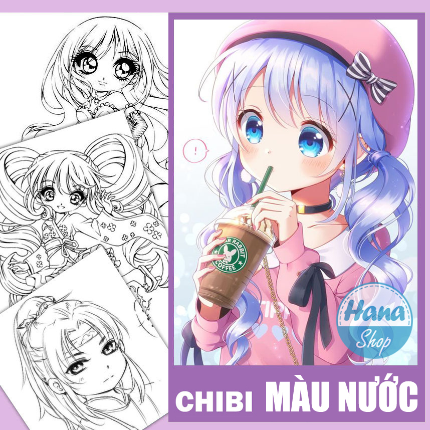 Tranh Tô Màu Anime Chibi - Khổ A5 -Giấy Phác Thảo Dày Đẹp Màu Chì, Màu Nước  | Lazada.Vn