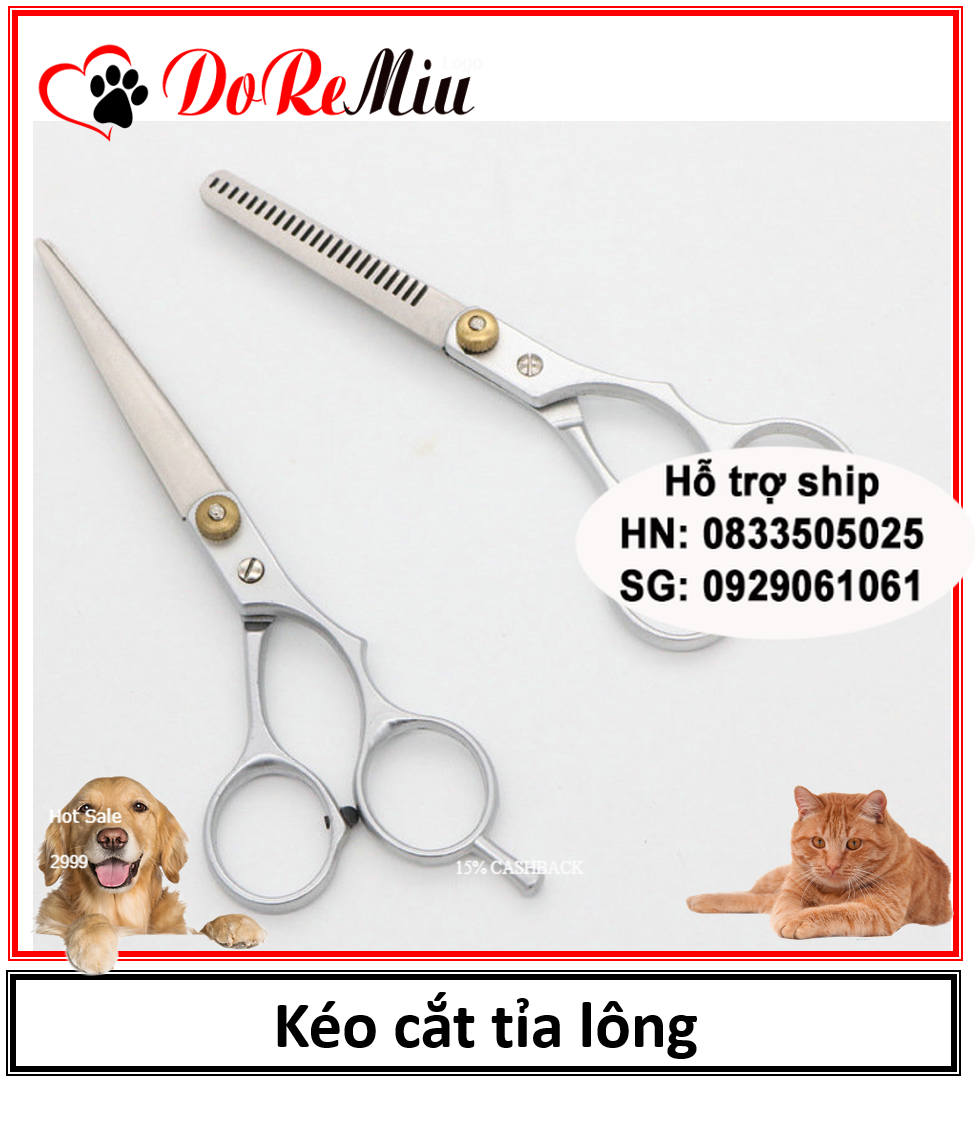 Doremiu - (1 cái)  Kéo cắt tỉa lông chó mèo (2 loại bằng thép không gỉ) kéo cắt lông thú cưng
