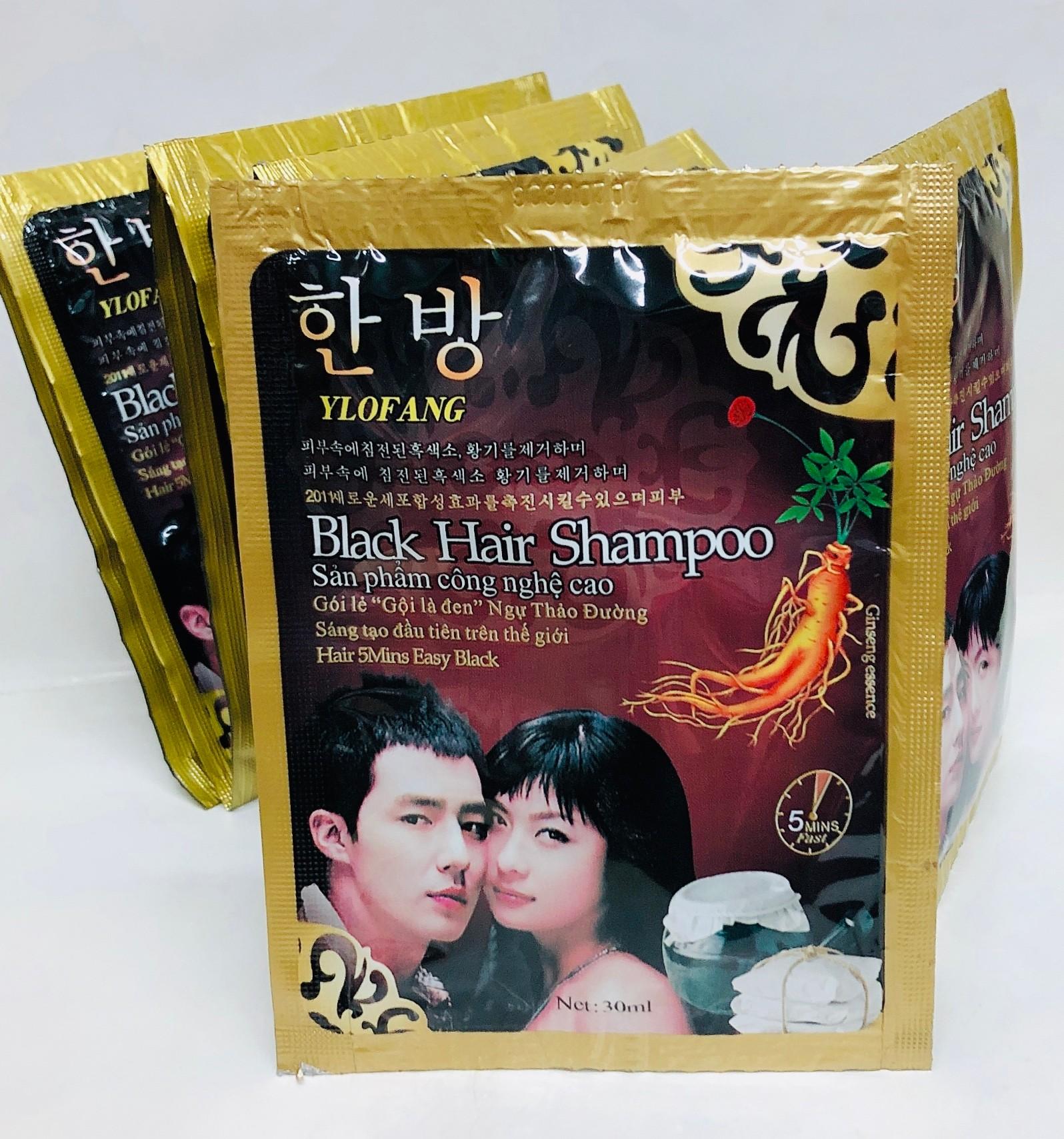 Gói Dầu Gội Nhuộm Đen Tóc Black Hair Shampoo Hàn Quốc - không mùi hôi không bám da đầu và không gây hại cho da