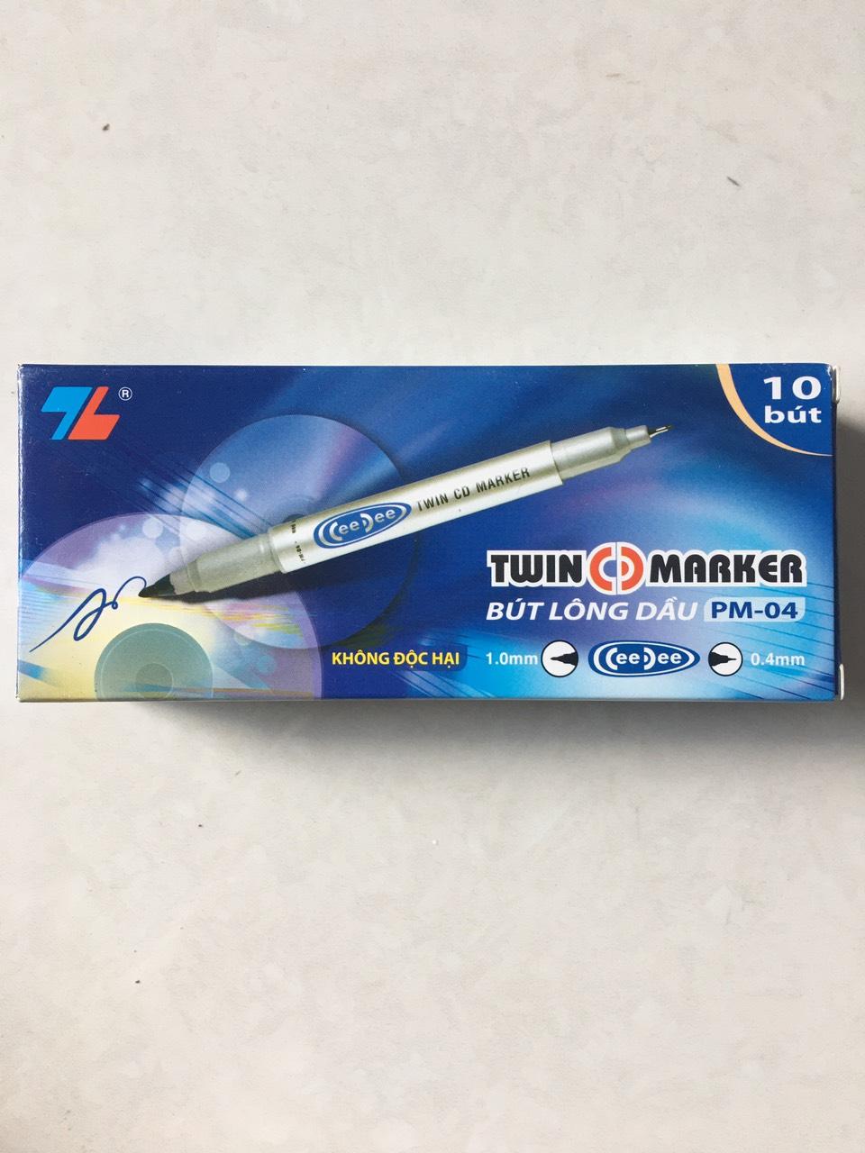 Bút lông dầu PM-04 - xanh - 1 hộp 10 cây