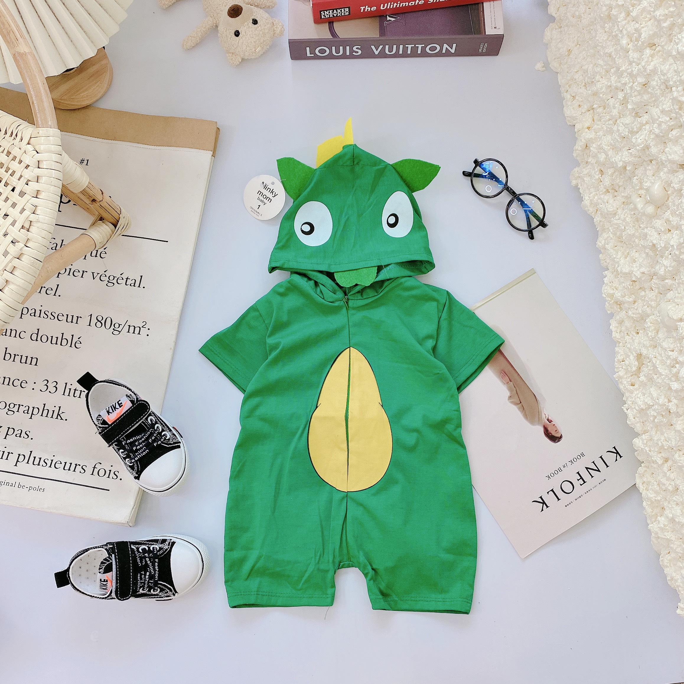 Body đùi có mũ hình thú siêu ngộ ngĩnh cho bé trai và bé gái sơ sinh 3-14kg, hàng đẹp