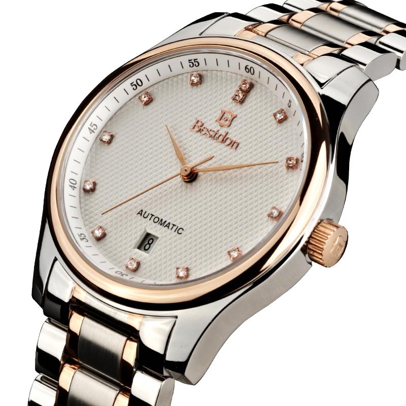 Đồng hồ cơ Automatic nam dây thép không gỉ Bestdon BD7101 (Bạc phối vàng)