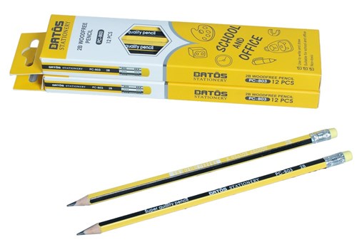 Hộp 12 cây bút chì giả gỗ 2B Batos PC-B03