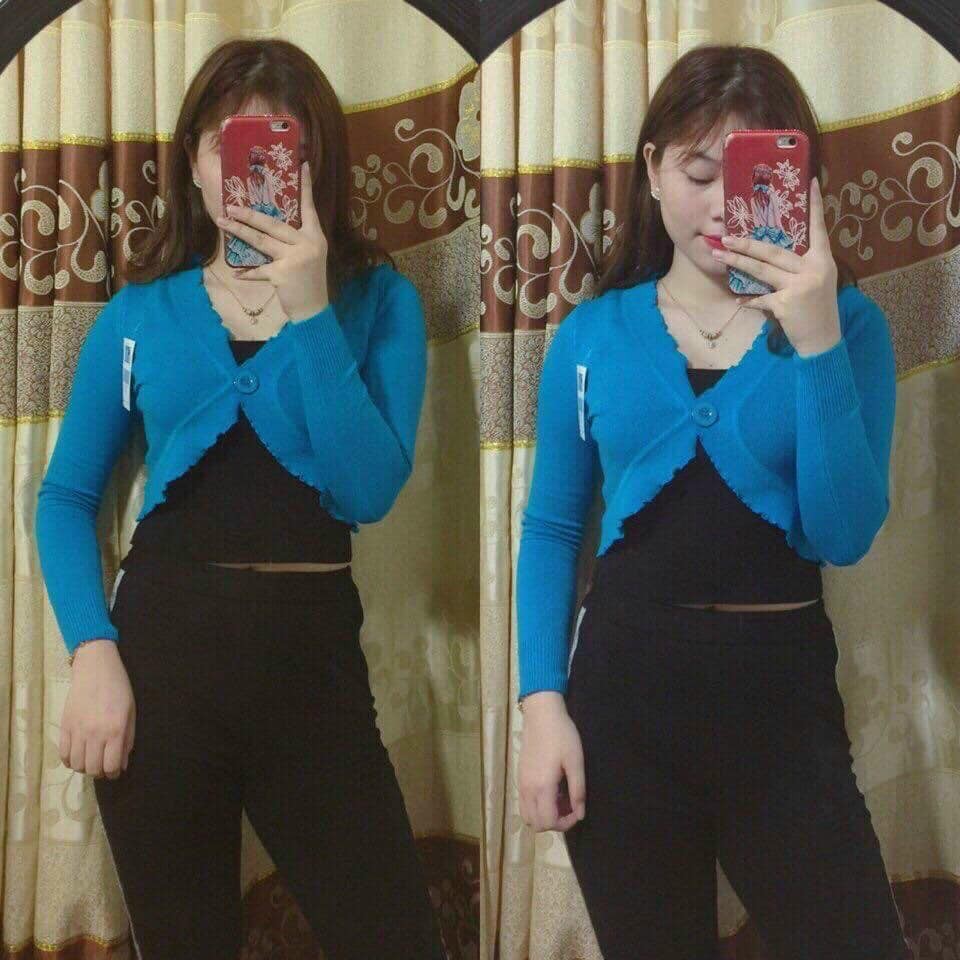 Áo khoác len croptop 1 nút tay dài