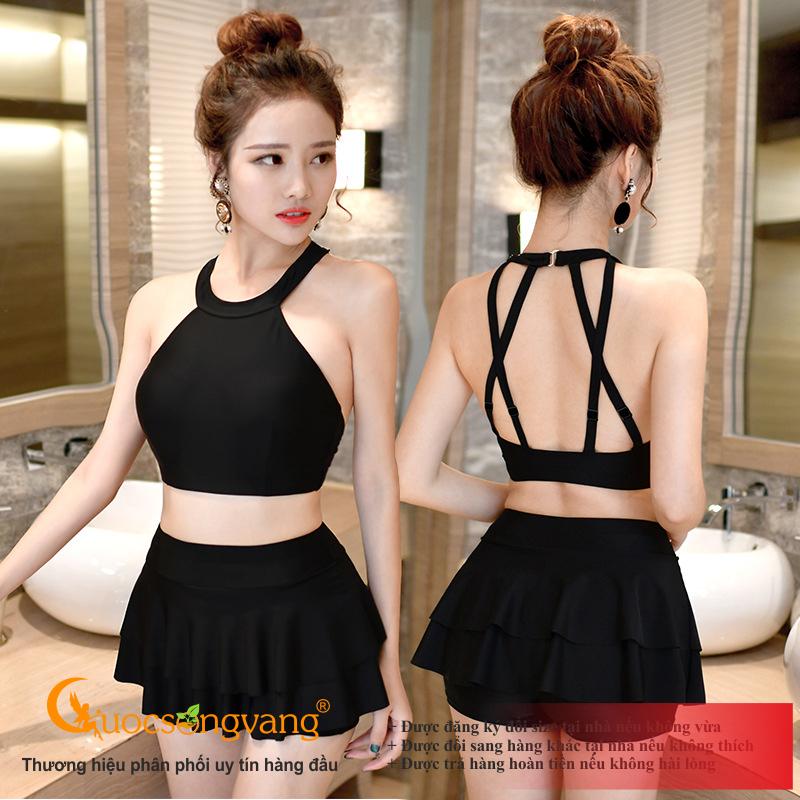 Váy đầm đi biển nữ váy bơi hai mảnh hở vai GLSWIM008 Cuocsongvang