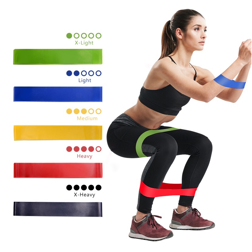 Dây kháng lực tập gym tập mông tay, dây kháng lực power band mini band đa năng tập mông tay 5 cấp độ,bộ dây kháng lực ngũ sắc DKL01