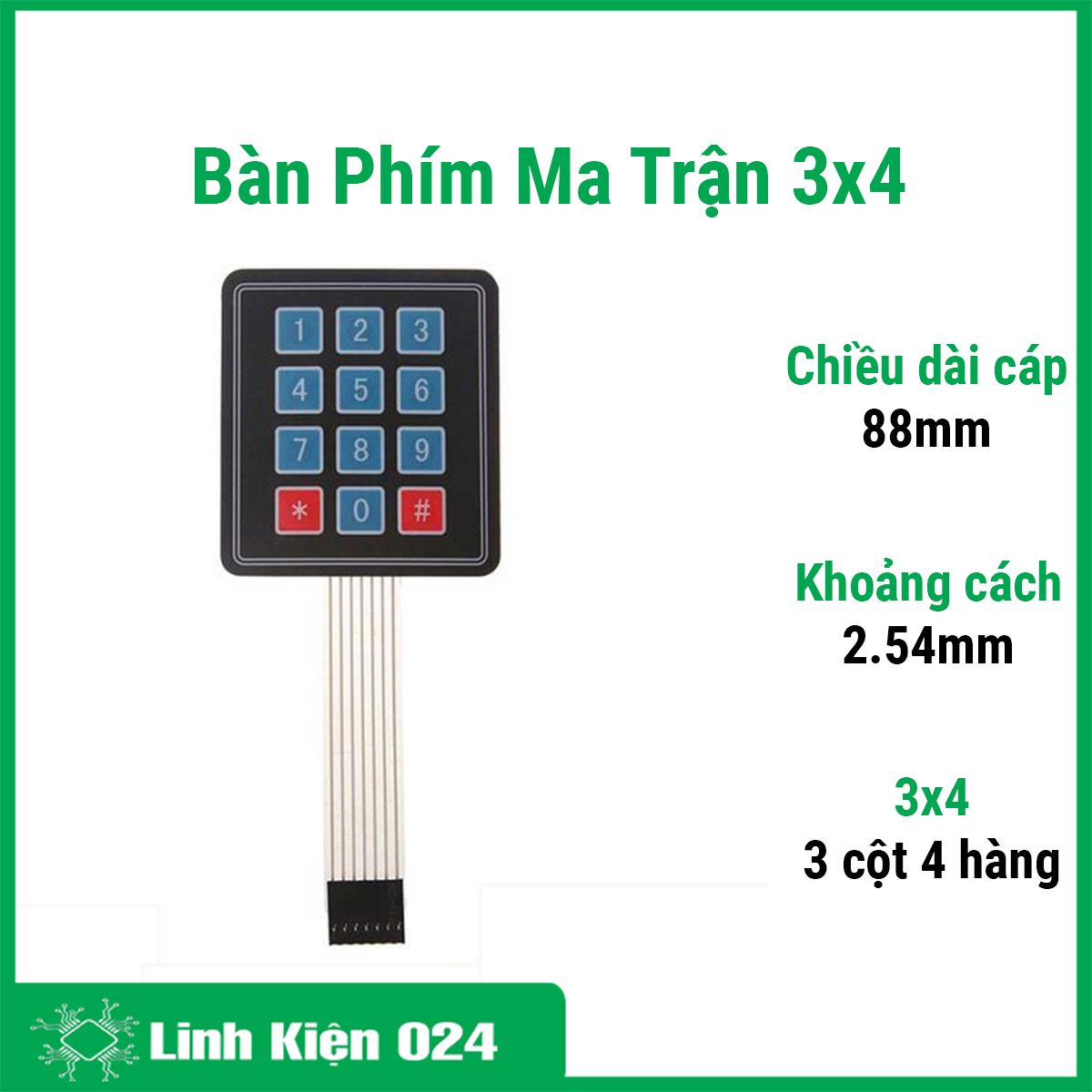 Bàn phím ma trận mềm 3x4 keypad