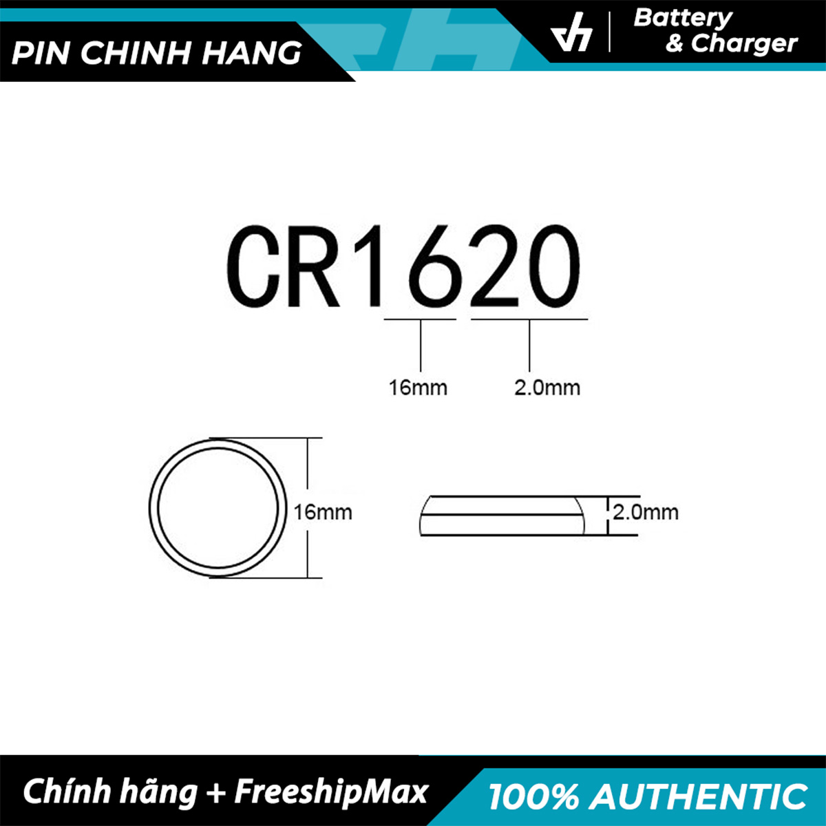 Vỉ 1 Pin Panasonic CR1620 Lithium 3V (Pin đồng hồ, remote, smartkey, v.v...)