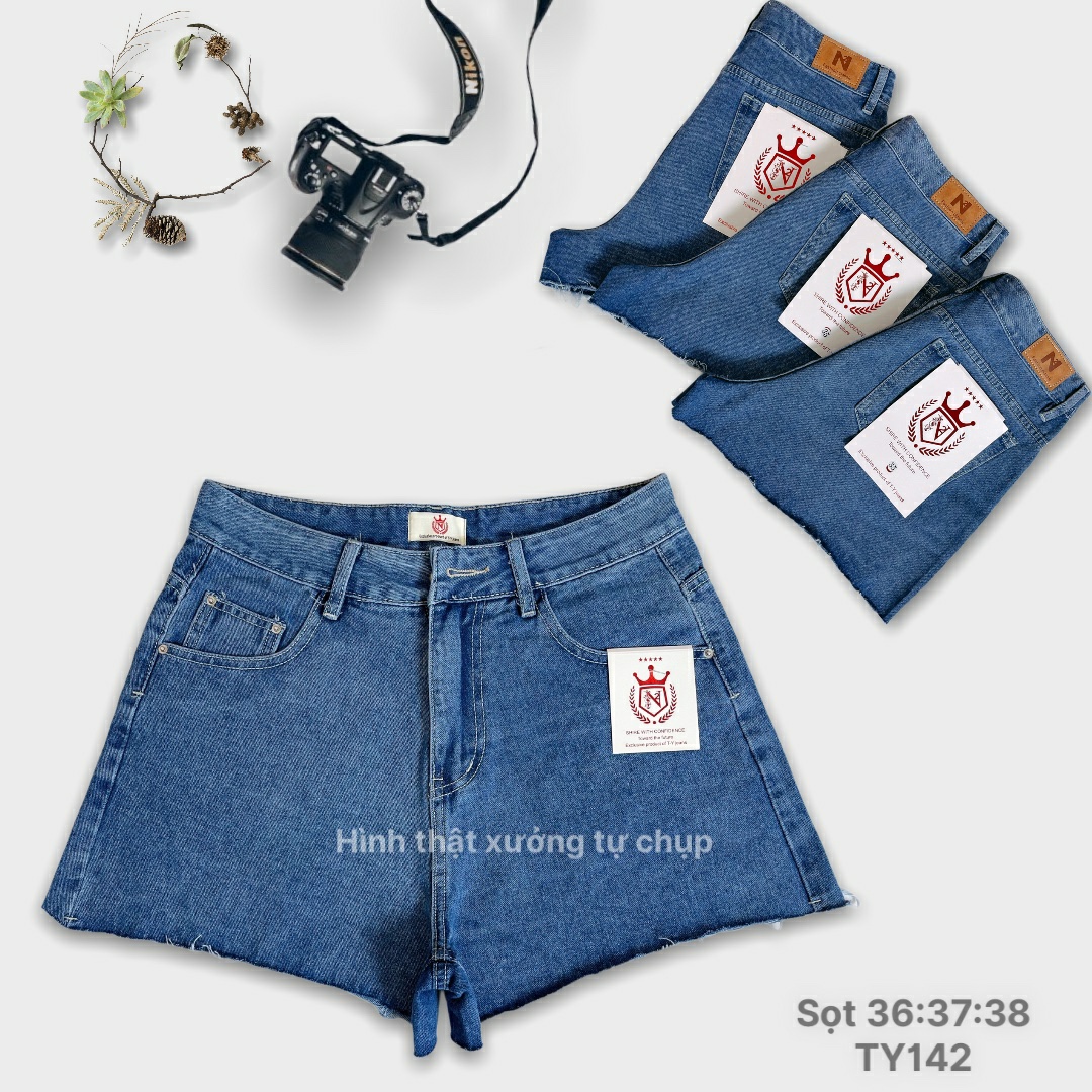 Quần sọt jean nữ bigsize tua lai mẫu trơn màu đậm từ 60-85kg