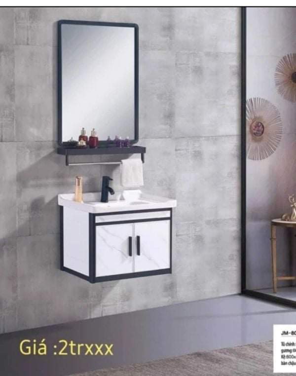 [HCM]Bộ Tủ Lavabo trắng đen