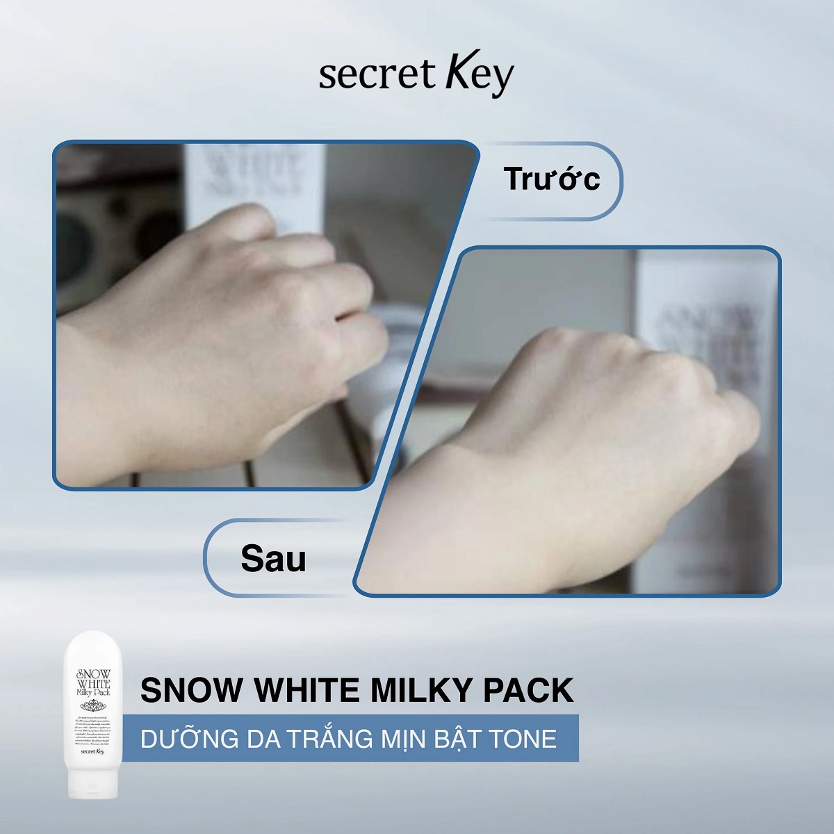Kem Tắm Trắng Da Mặt Và Toàn Thân Secret Key Snow White Milky Pack 200g