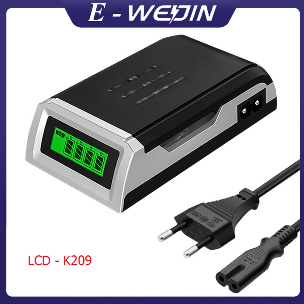 Bộ sạc pin tiểu K209 Đen đa năng tốc độ cao màn hình LCD - Doublepow
