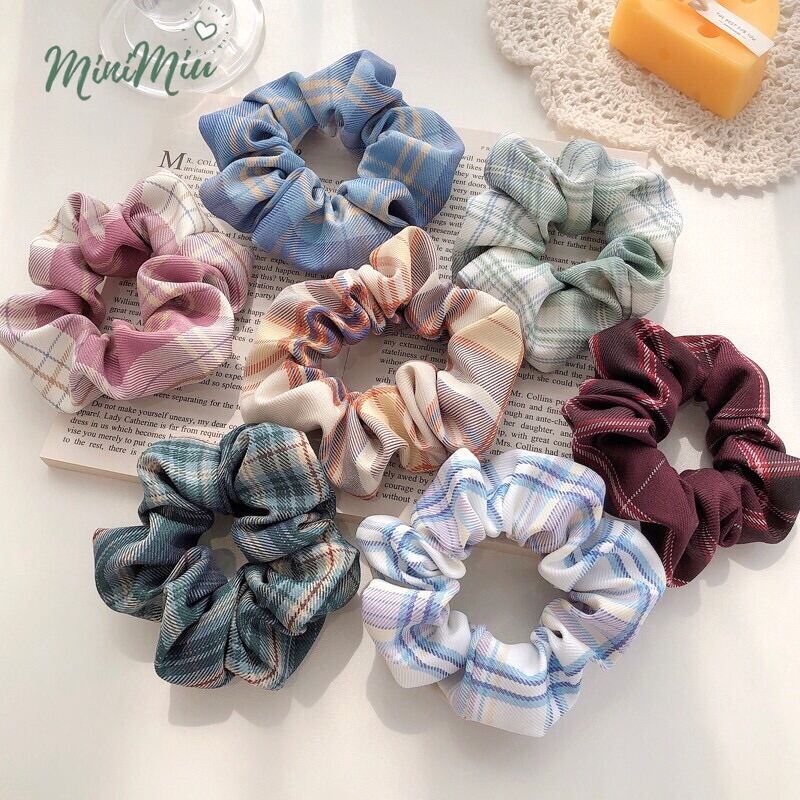 [HCM]Dây cột tóc, buộc tóc vải Caro Scrunchies CT16VA