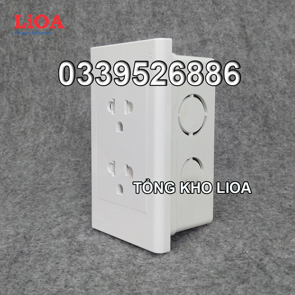 Combo ổ cắm điện đôi 3 chấu 16A LiOA (3520W) - Lắp âm tường