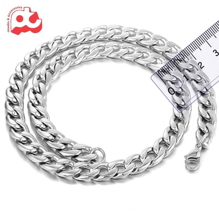 [Hoàn tiền 6%]Dây chuyền nam inox thời trang kiểu lặc trangsucpt kích cỡ 9mm màu trắng thép không gỉ PTDCNA02
