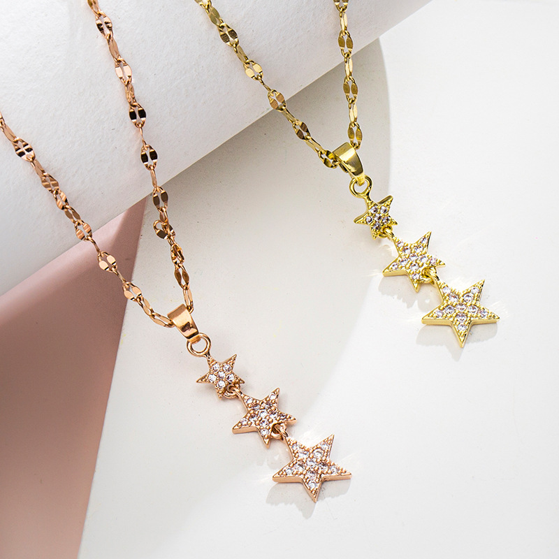 Star and moon necklace star chain