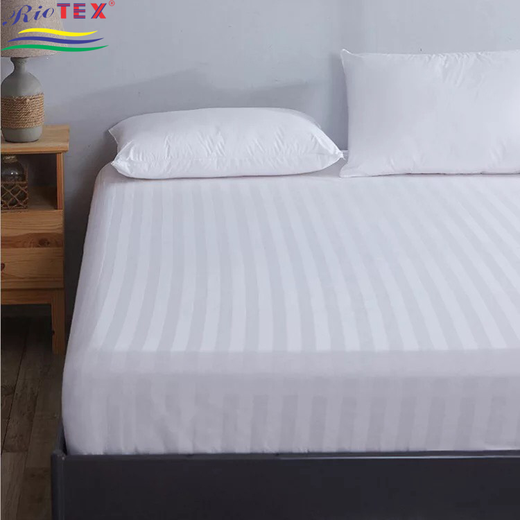 [HCM]Bộ Drap Cotton Khách sạn trắng sọc 3 phân 2.2mx2m