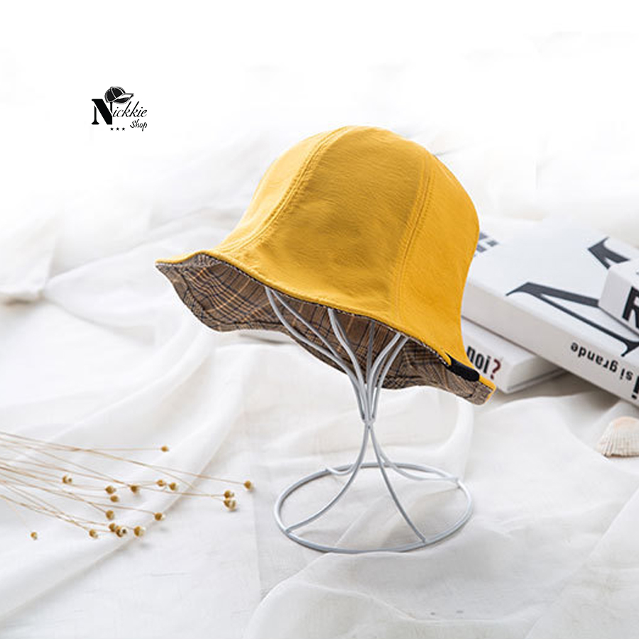Mũ vành đội sụp sụp họa tiết ca rô