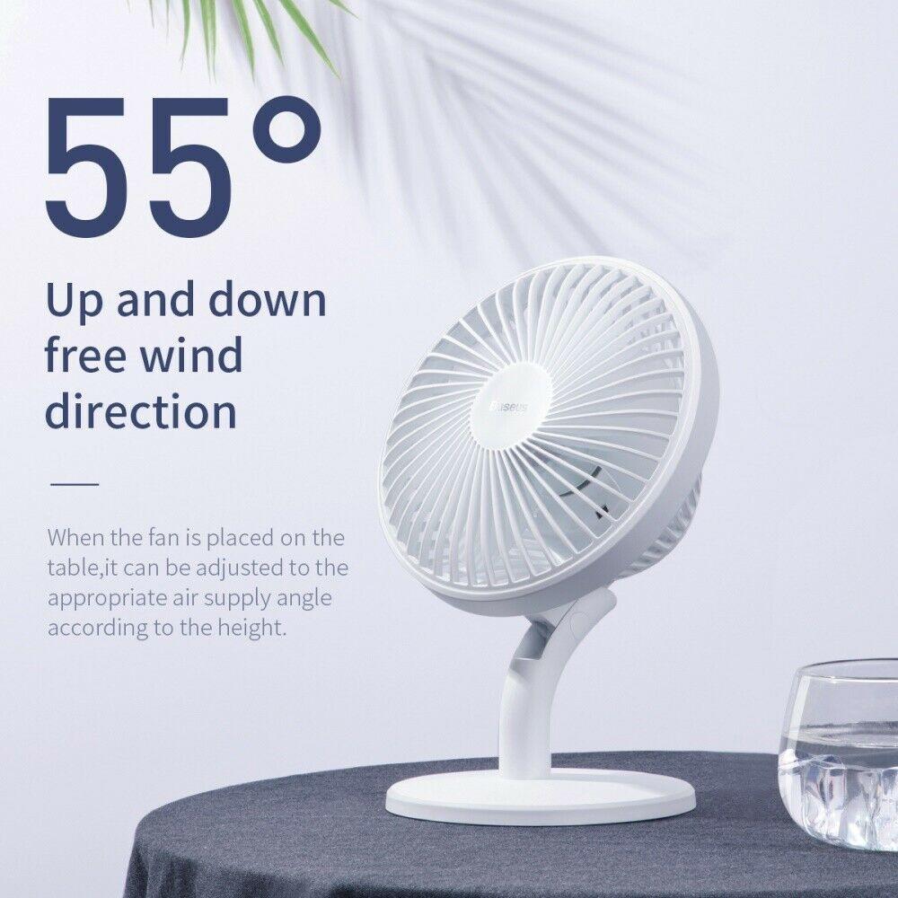 Quạt mini để bàn Baseus Ocean Fan (Pin sạc 2000mAh, 4 mức tốc độ - Mini USB Rechargeable Air Cooling Fan Clip Desk Fan)