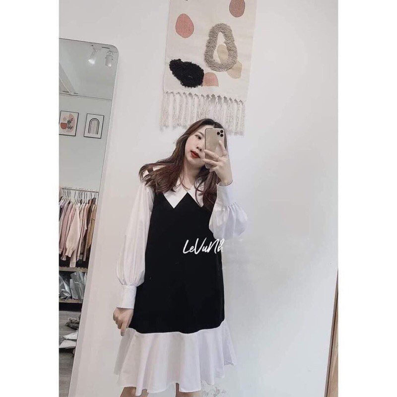 Váy đầm đuôi cá cổ sơ mi dáng xinh