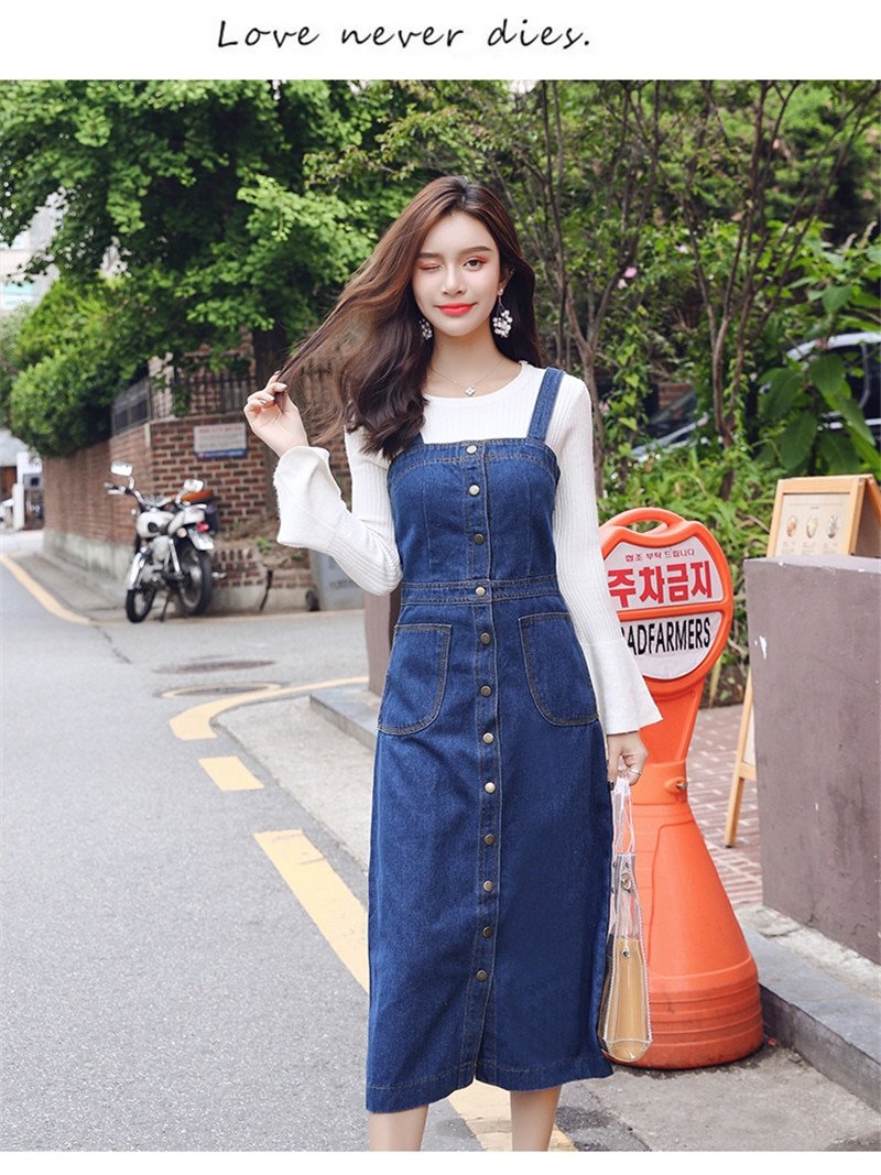 ĐẦM YẾM JEAN 2 DÂY CÓ HÀNG NÚT D778 (KHÔNG KÈM ÁO )
