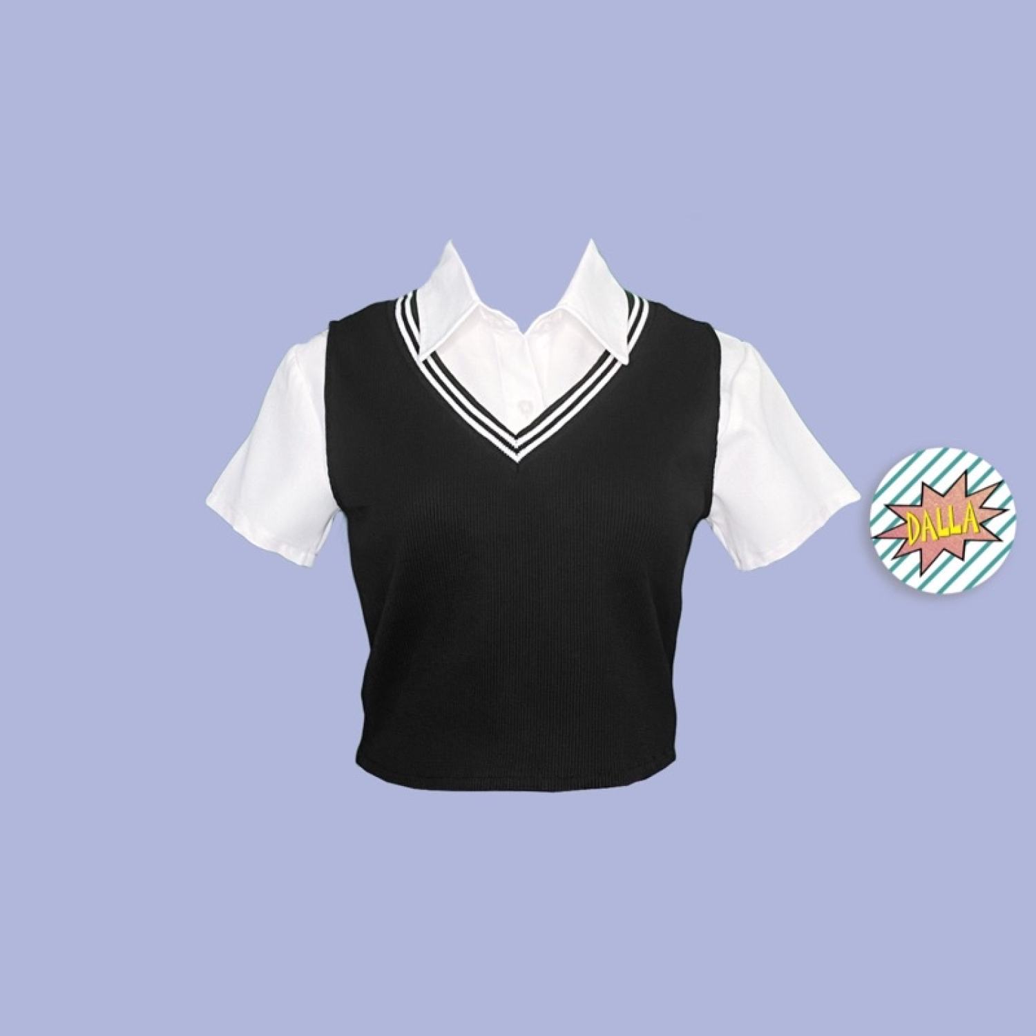 DALLA Áo gile đen croptop (GL02)